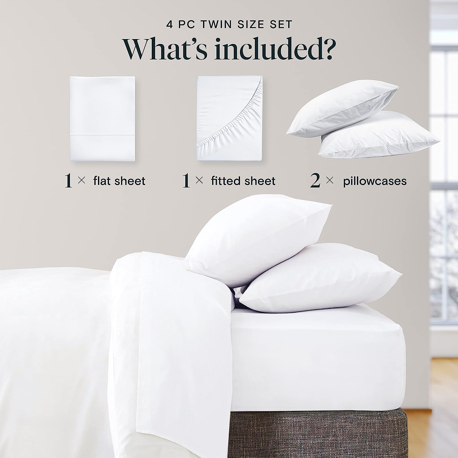 LuxClub Twin XL Sheets Set - Soft Kids Twin Bed Sheets for Boys and Girls, 4 PC Deep Pockets 18" Eco Friendly Wrinkle Free Cooling Sheets Machine Washable Hotel Bedding Silky Soft (TwinXL, White)