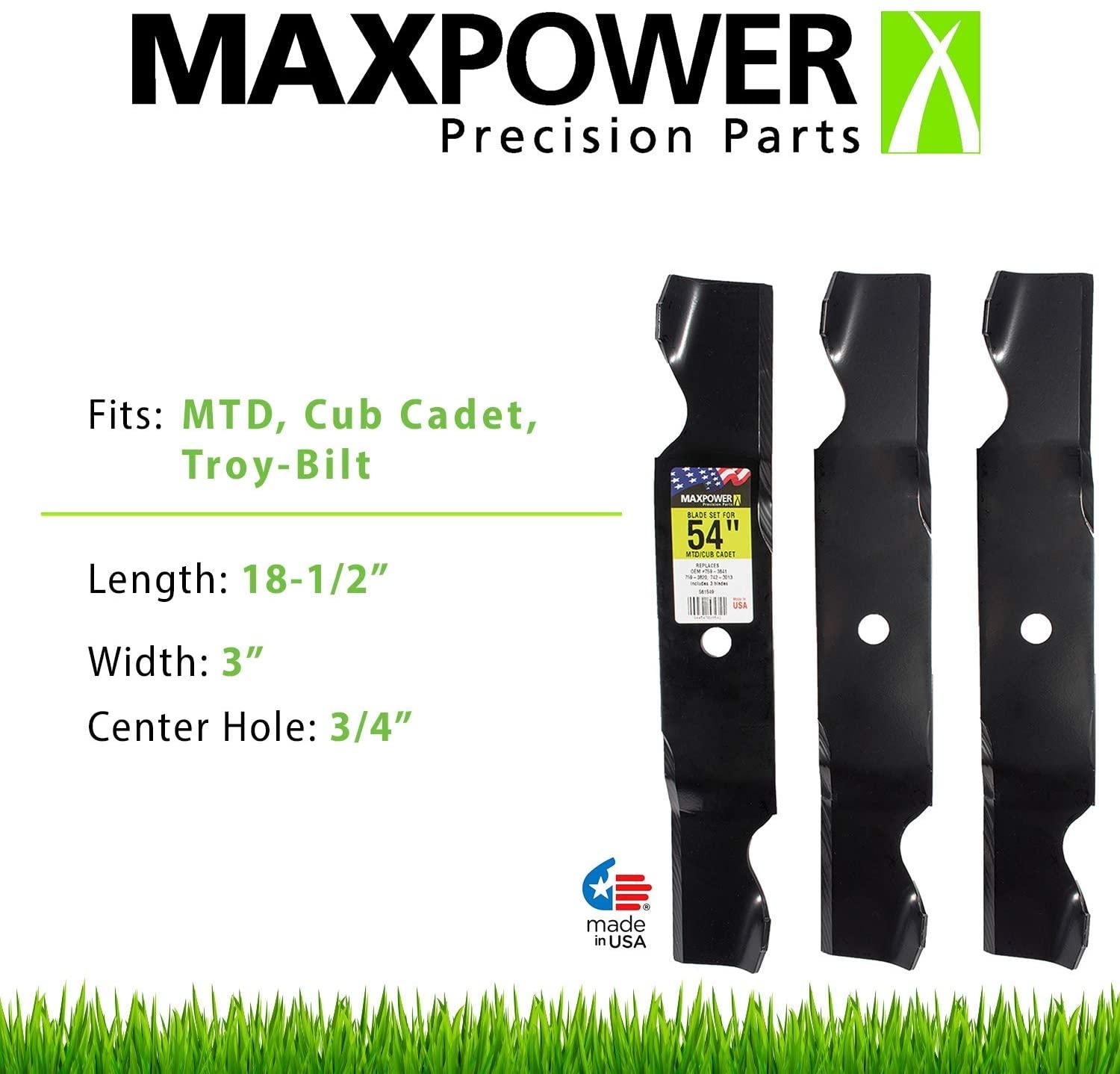 Maxpower 561549B 3-Blade Set for 54" Cut MTD, Cub Cadet, Troy-Bilt Replaces 742-3013, 759-3820, 759-3841