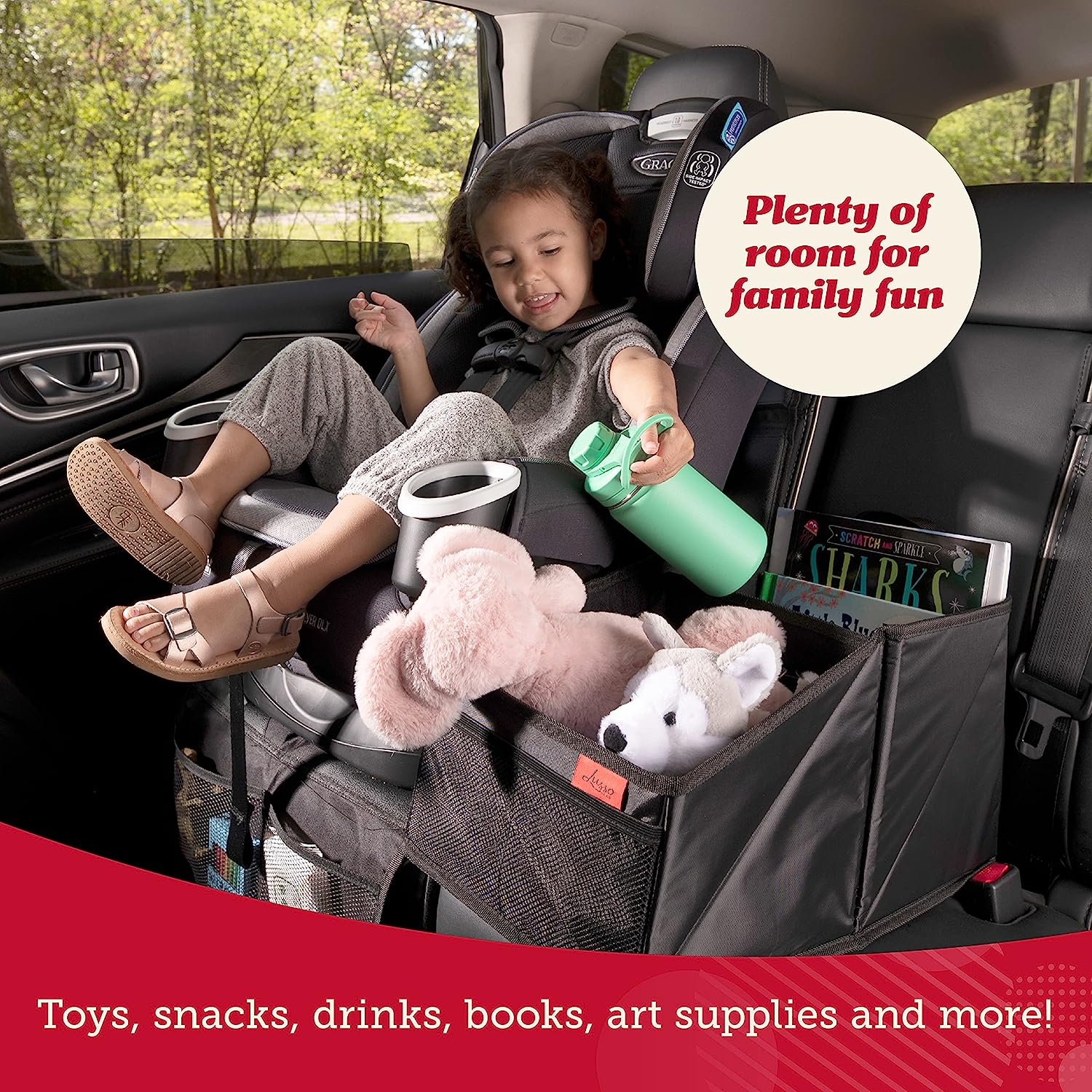 Lusso Gear Car Seat Organizer for Front or Backseat - Great for Adults &amp; Kids, Features 9 Storage Compartments for Toys, Magazines, Tissues, Maps, Books, Documents, Games &amp; More (Planets)