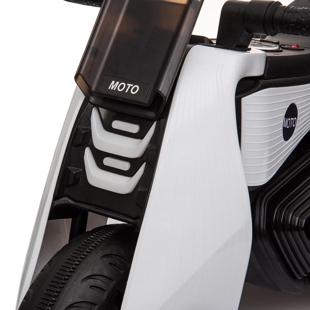 kids Ride On Toys 6 Volt Car, Electric Power Wheels Car with 3 Wheels Double Drive, Electric Motorcycle for 3-6 Years Toddlers, Ride On Cars w/MP3 Function, Thanksgiving Christmas Gift, White, W6945