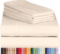 LuxClub 6 PC Full Size Sheet Set Bamboo Sheets Deep Pockets 18" Eco Friendly Wrinkle Free Cooling Sheets Machine Washable Hotel Bedding Silky Soft - Cream Full