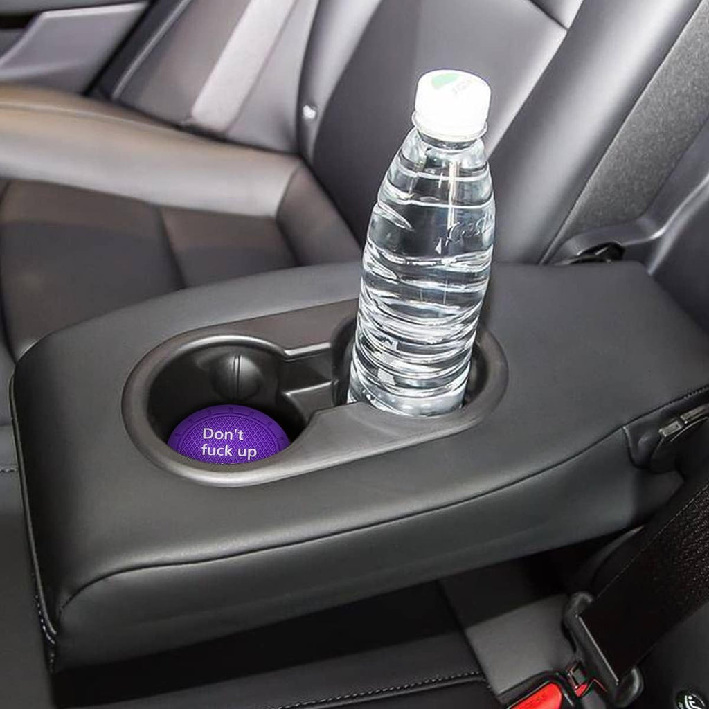 8sanlione 2 Pack Car Cup Holder Coasters, 2.75 Inch Non-Slip PVC Insert Cup Coaster, Anti-Scratch Auto Cup Mats for Women Men, Vehicle Interior Accessories for Car, SUV, Truck (D Deep Purple/2PCS)