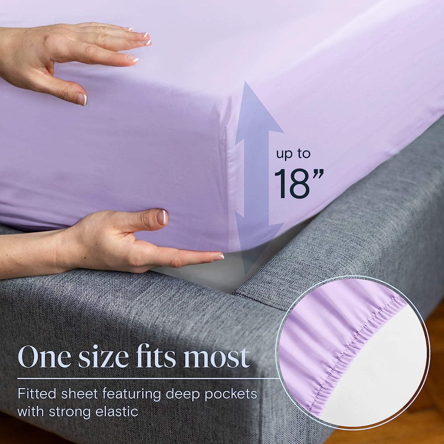 LuxClub 6 PC Queen Sheet Set Bamboo Sheets Deep Pockets 18" Eco Friendly Wrinkle Free Cooling Sheets Machine Washable Hotel Bedding Silky Soft - Lavender Queen