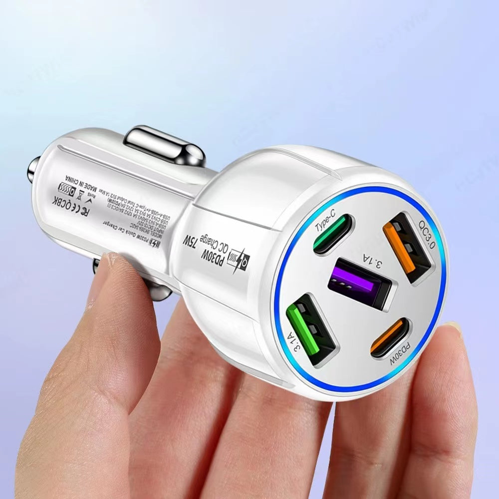 5 Ports USB PD  Car Adapter Charger QC3.0 Type C,In-Car Adapter Fast Charging, For  Phone Multiple Watt Wireless Plug Super Lighter  Cigar