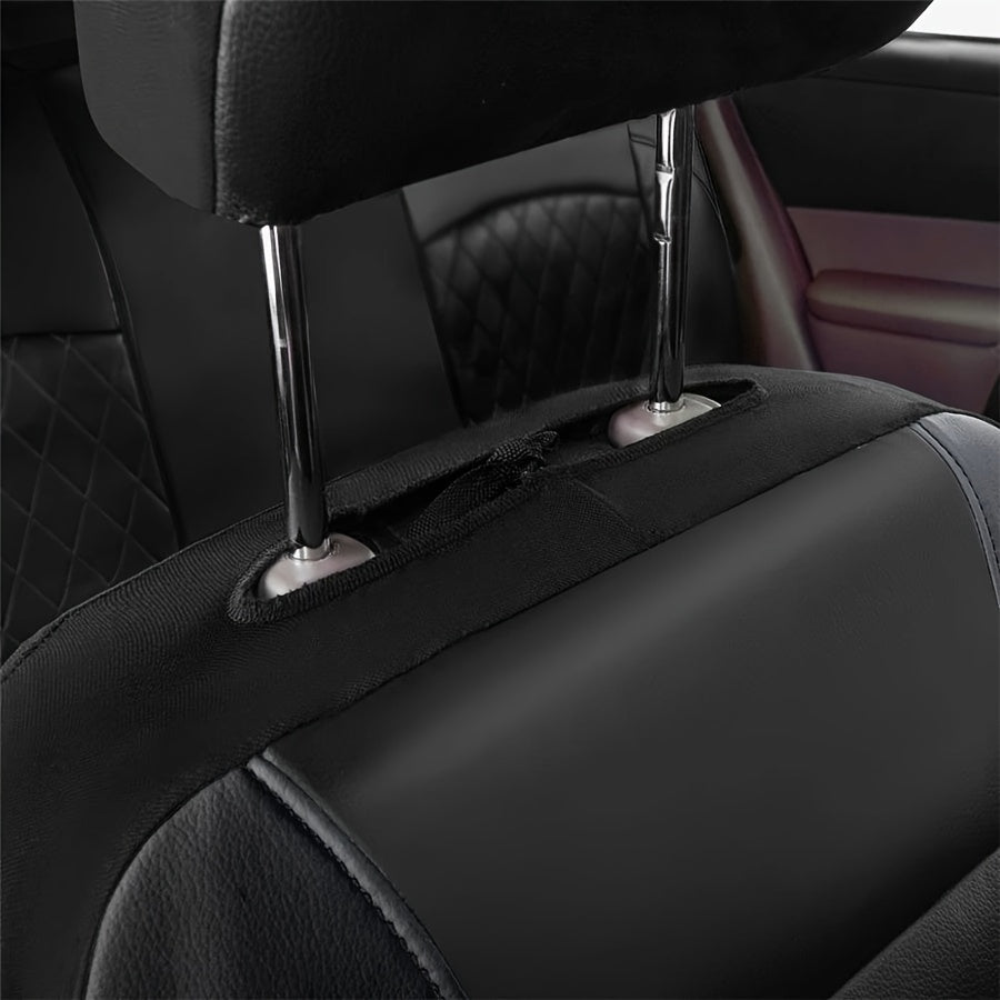 All Season PU Leather Universal Car Seat Cover Set Full Surrounded Cushion Protector Pad Anti-Scratch Fit Sedan Suv Pick-up Seat