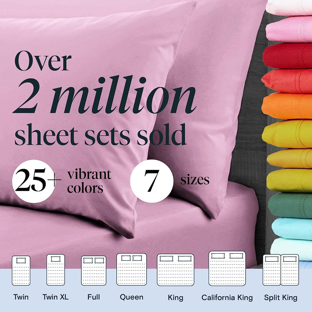 LuxClub Twin XL Sheets Set - Soft Twin Bed Sheets for Boys and Girls, 4 PC Deep Pockets 18" Eco Friendly Wrinkle Free Kids Fitted Sheets Machine Washable Hotel Bedding Silky Soft - Light Plum Twin XL