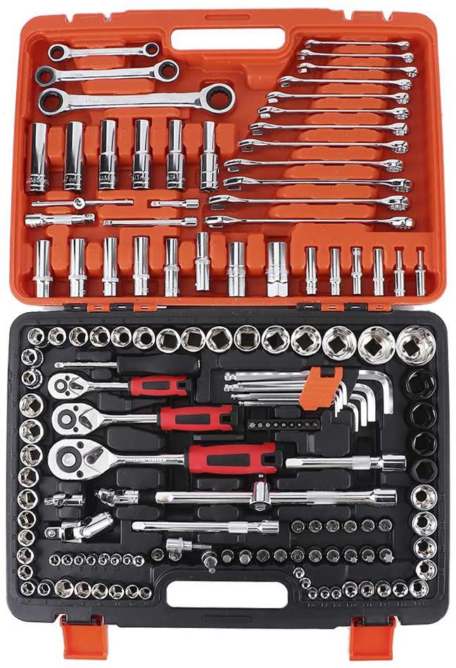 Ratchet Socket Wrench Set, 150Pcs Ratchet Socket Set Vehicle Maintenance Repair Toolbox Combination Wrench Hand Tool