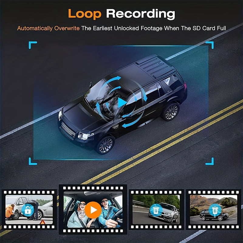 Dash Cam For Cars,Front And Inside,1080P Dual Camera With IR Night Vision,Loop Recording,Car DVR Blackbox With 2 Inch IPS Screen