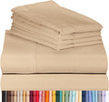 LuxClub 6 PC Queen Sheet Set Bamboo Sheets Deep Pockets 18" Eco Friendly Wrinkle Free Cooling Sheets Machine Washable Hotel Bedding Silky Soft - Light Khaki Queen