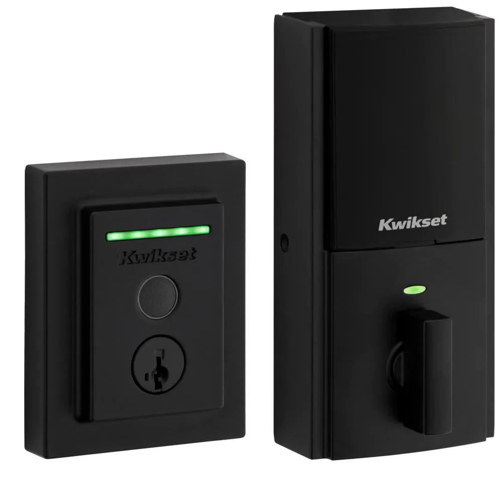 Halo Touch Matte Black CNT Fingerprint WiFi Elec Smart Lock Deadbolt Feat SmartKey Security with San Clemente Handleset