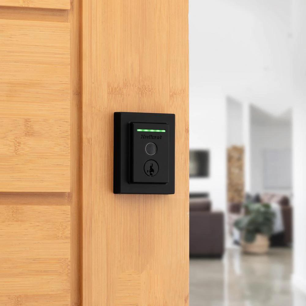 Halo Touch Matte Black CNT Fingerprint WiFi Elec Smart Lock Deadbolt Feat SmartKey Security with San Clemente Handleset