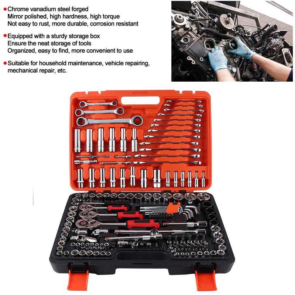 WINSHIDEN 150Pcs Ratchet Socket Set Vehicle Maintenance Repair Toolbox Combination Wrench Hand Tool