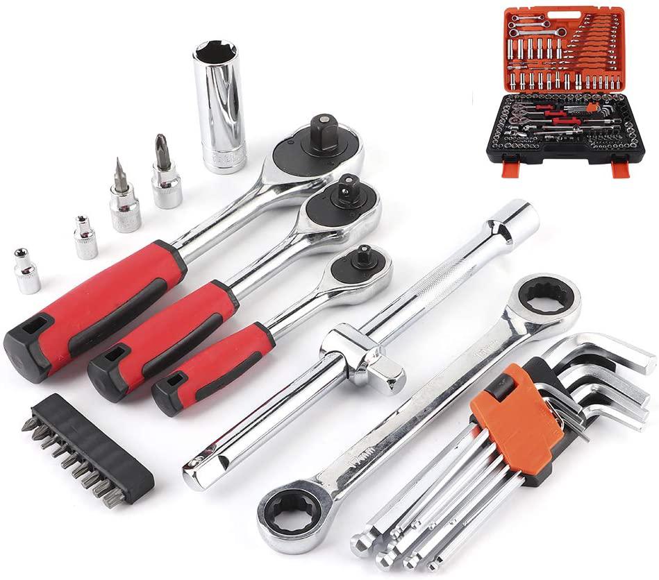 Ratchet Socket Wrench Set, 150Pcs Ratchet Socket Set Vehicle Maintenance Repair Toolbox Combination Wrench Hand Tool
