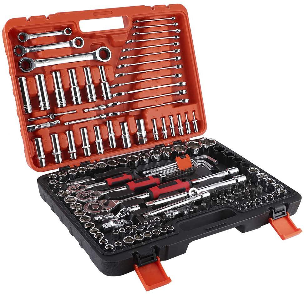 Akozon Ratchet Socket Set Vehicle Maintenance Repair Tool box Combination Wrench Hand Tool150Pcs