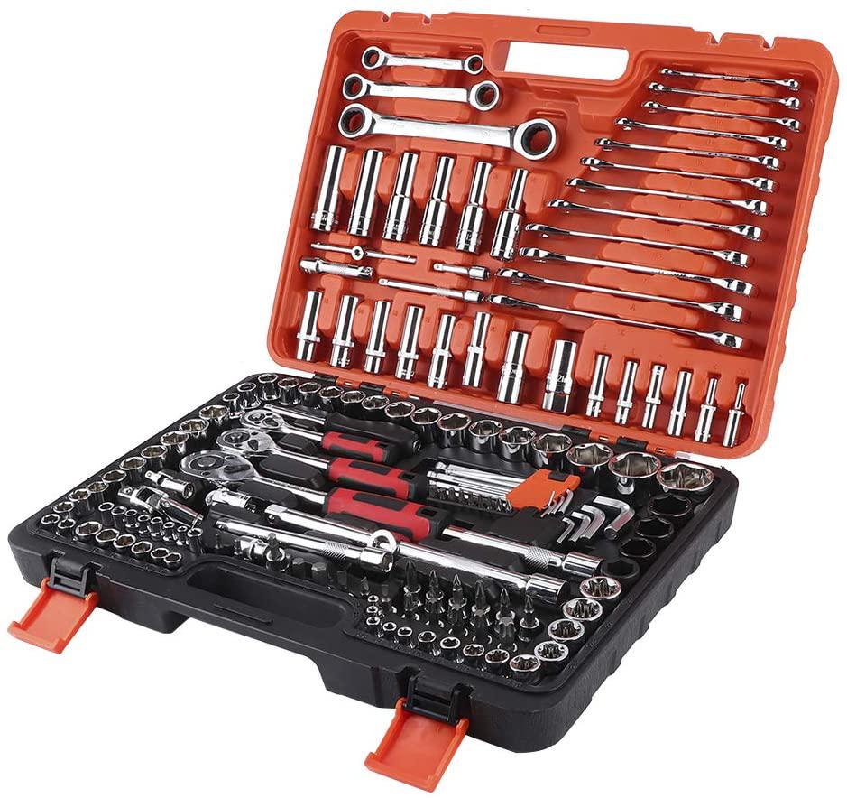 Ratchet Socket Wrench Set, 150Pcs Ratchet Socket Set Vehicle Maintenance Repair Toolbox Combination Wrench Hand Tool.