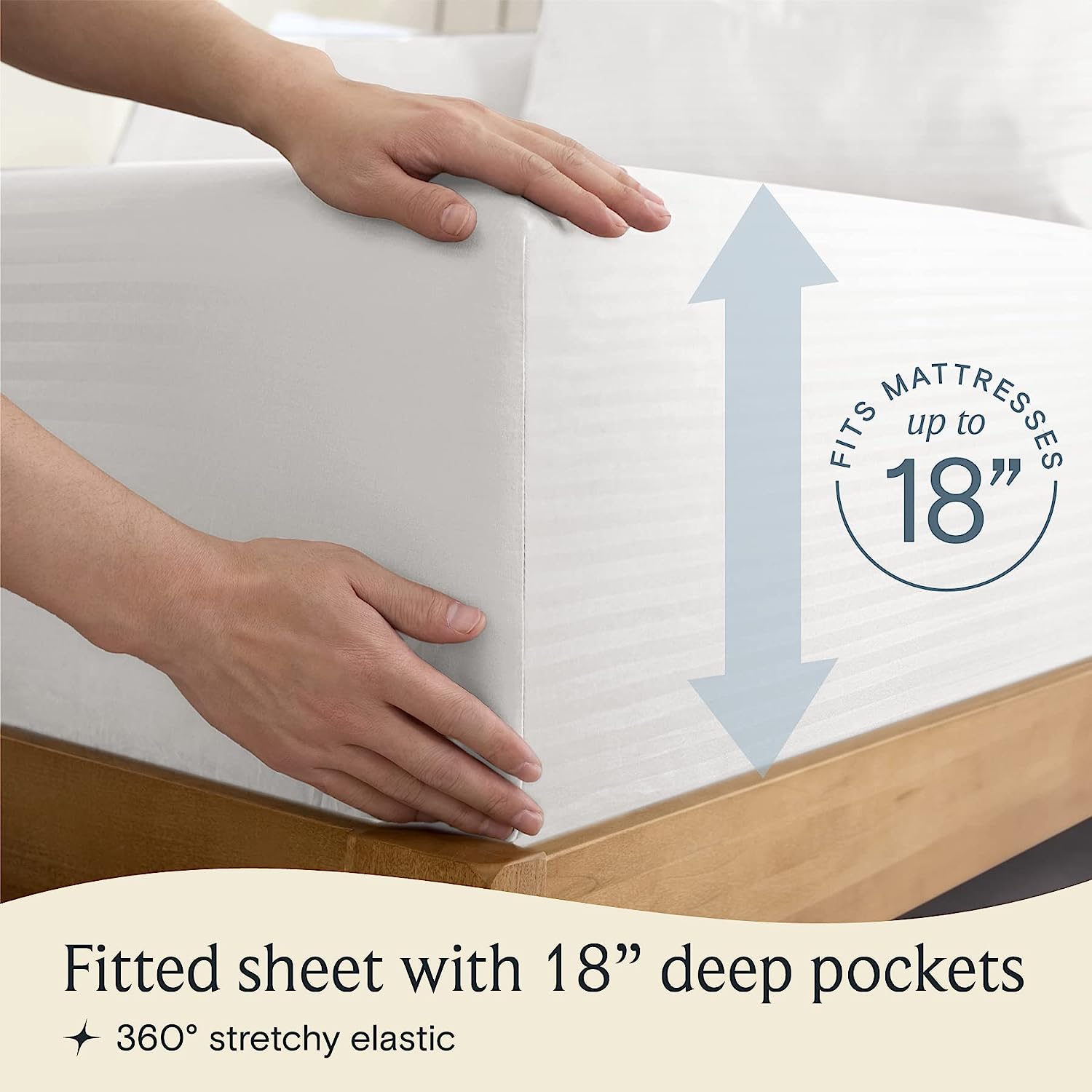LuxClub Striped Sheets Set, 6 PC Striped Bed Sheets Full Size, Deep Pockets 18" Eco Friendly Wrinkle Free Cooling Sheets Machine Washable Hotel Bedding Silky Soft (Full, Striped White)