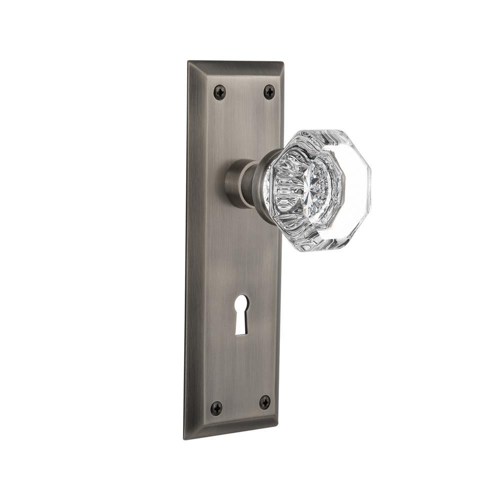 York Plate Interior Mortise Waldorf Door Knob in Antique Pewter