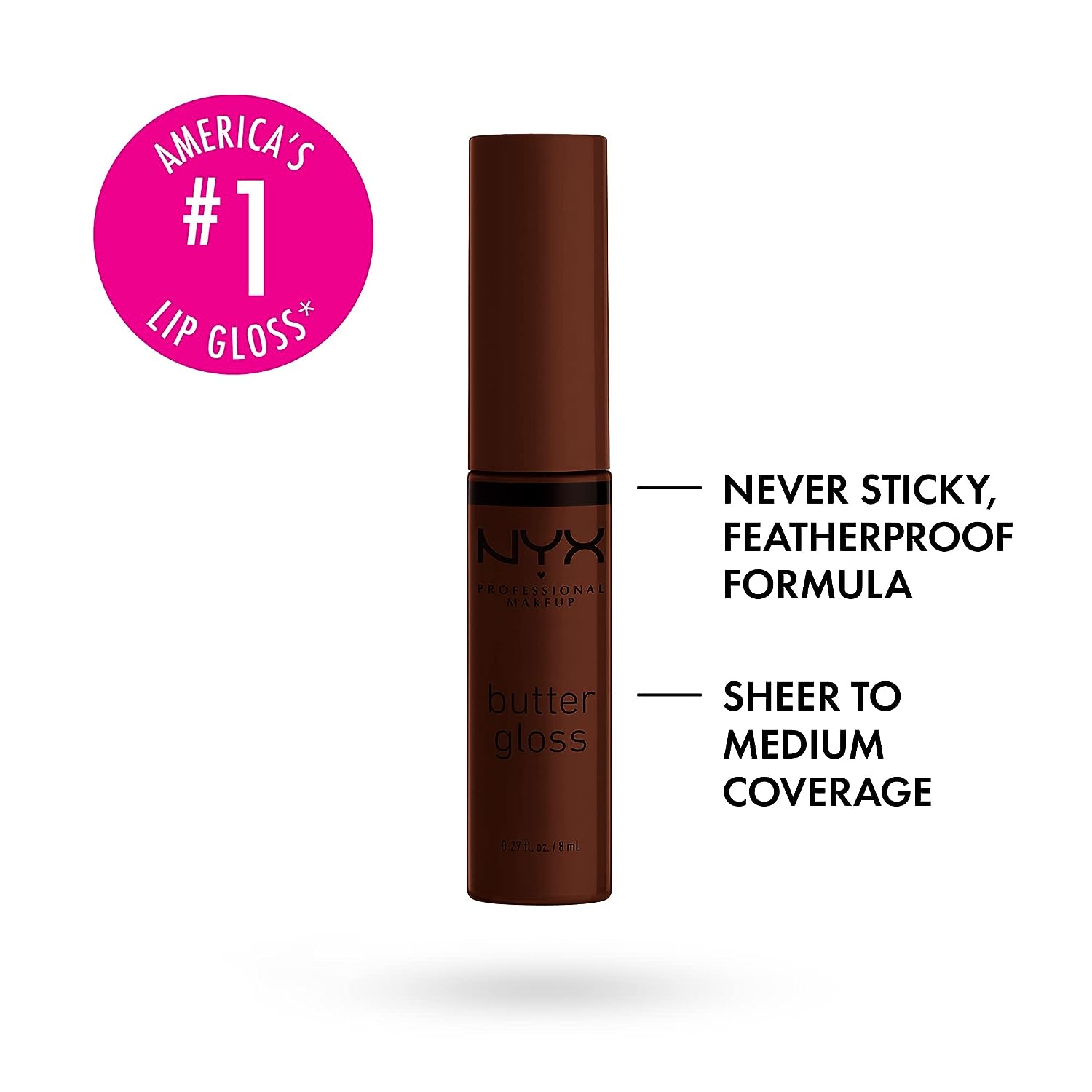 NYX PROFESSIONAL MAKEUP Butter Gloss Brown Sugar, Non-Sticky Lip Gloss - Lava Cake (Rich Brown)
