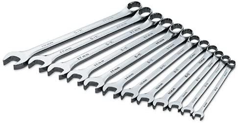 SK Professional Tools 86040 12-Piece 12-Point Metric Long Combination Wrench Set - SuperKrome Finish, Set of 12 Chrome Wrenches Made in USA
