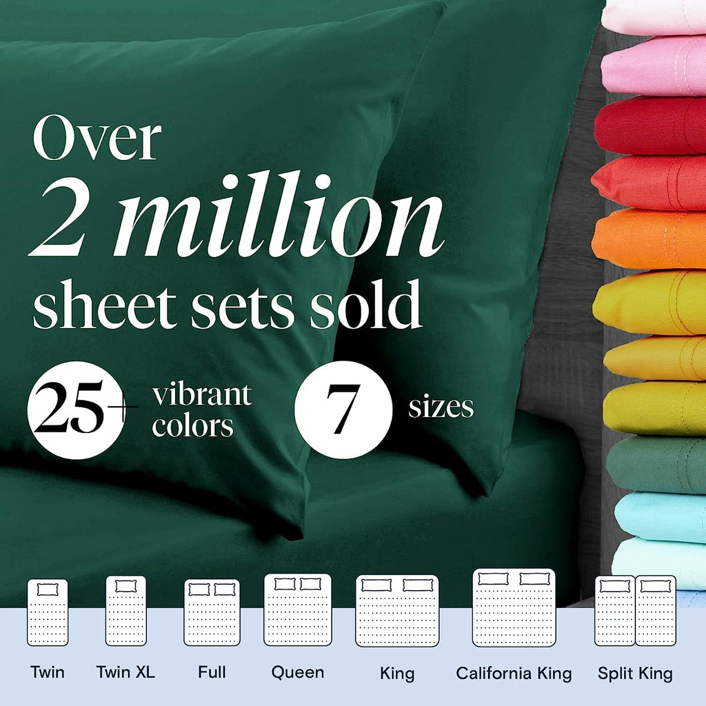 LuxClub 6 PC California King Size Sheet Set Bamboo Sheets Deep Pockets 18" Eco Friendly Wrinkle Free Cooling Sheets Machine Washable Hotel Bedding Silky Soft - Emerald California King