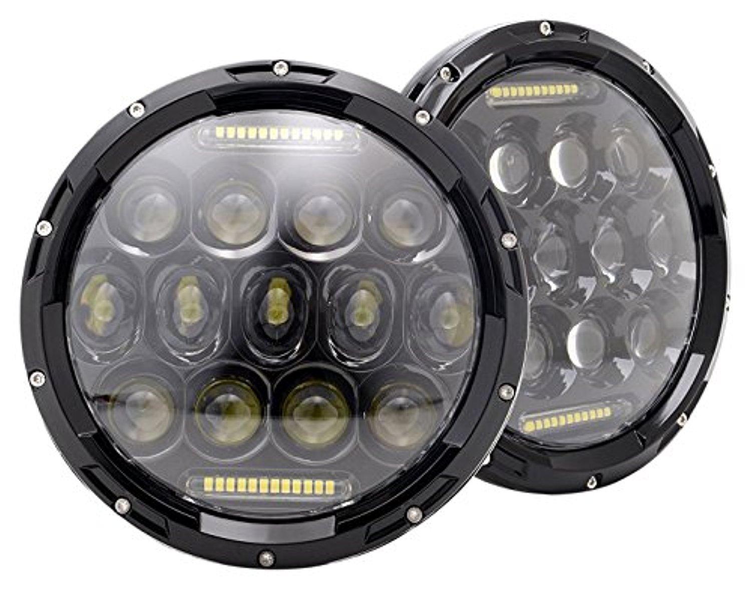 GMC G1500 G2500 G3500 1980-1987 7 Inch Round Cree LED Headlights White 75W 9000 Lumens Hi/Lo Beam with DRL