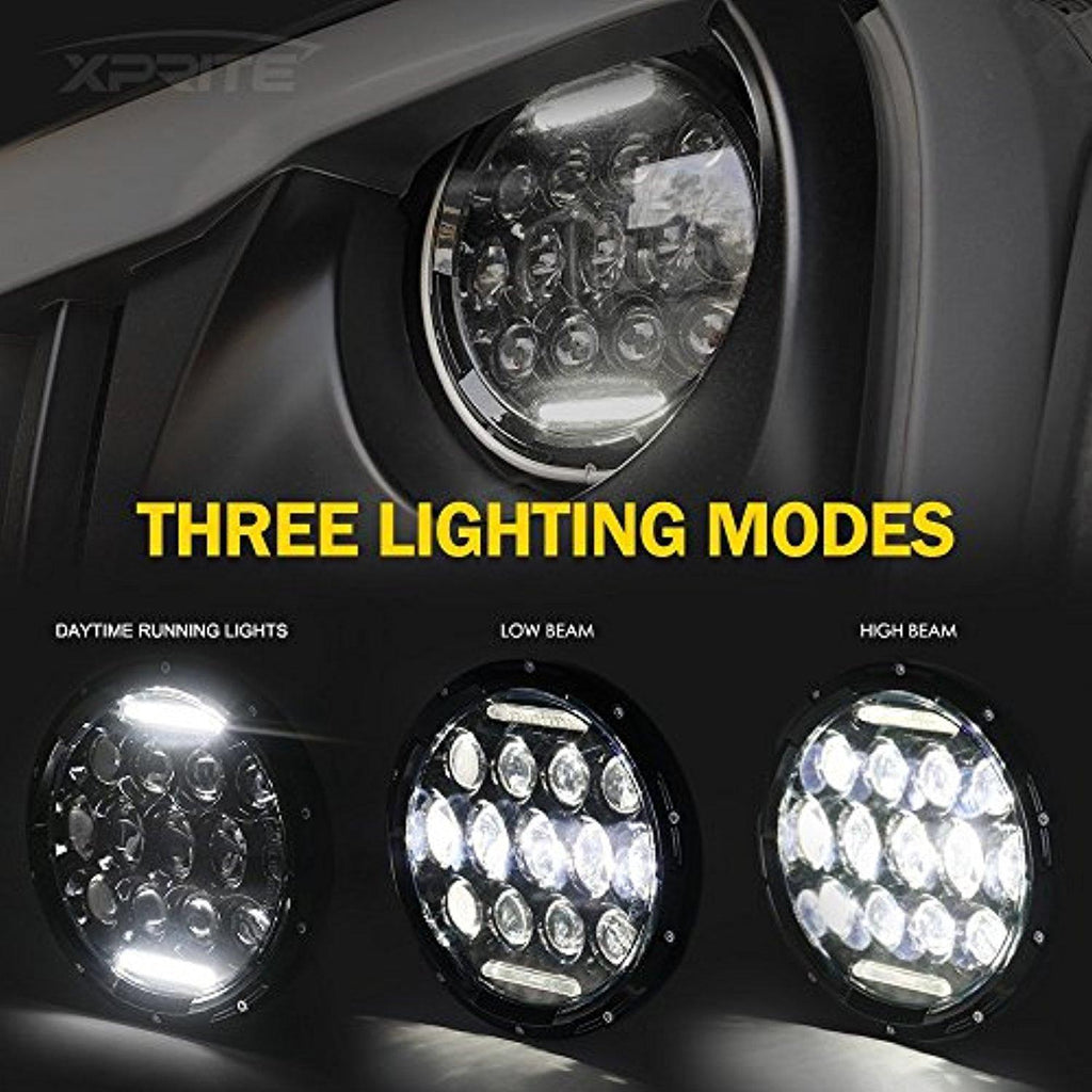 GMC G1500 G2500 G3500 1980-1987 7 Inch Round Cree LED Headlights White 75W 9000 Lumens Hi/Lo Beam with DRL