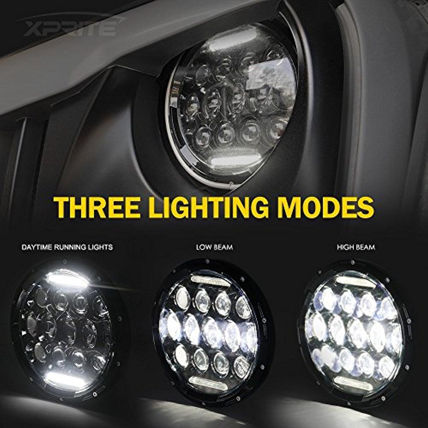 Ferrari 328 GTS 1986, 1987, 1988, 1989 7 Inch Round Cree LED Headlights White 75W 9000 Lumens Hi/Lo Beam with DRL