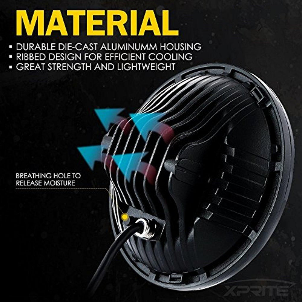 GMC G1500 G2500 G3500 1980-1987 7 Inch Round Cree LED Headlights White 75W 9000 Lumens Hi/Lo Beam with DRL