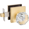 Crystal Satin Gold Bed/Bath Door Knob with Square Rosette