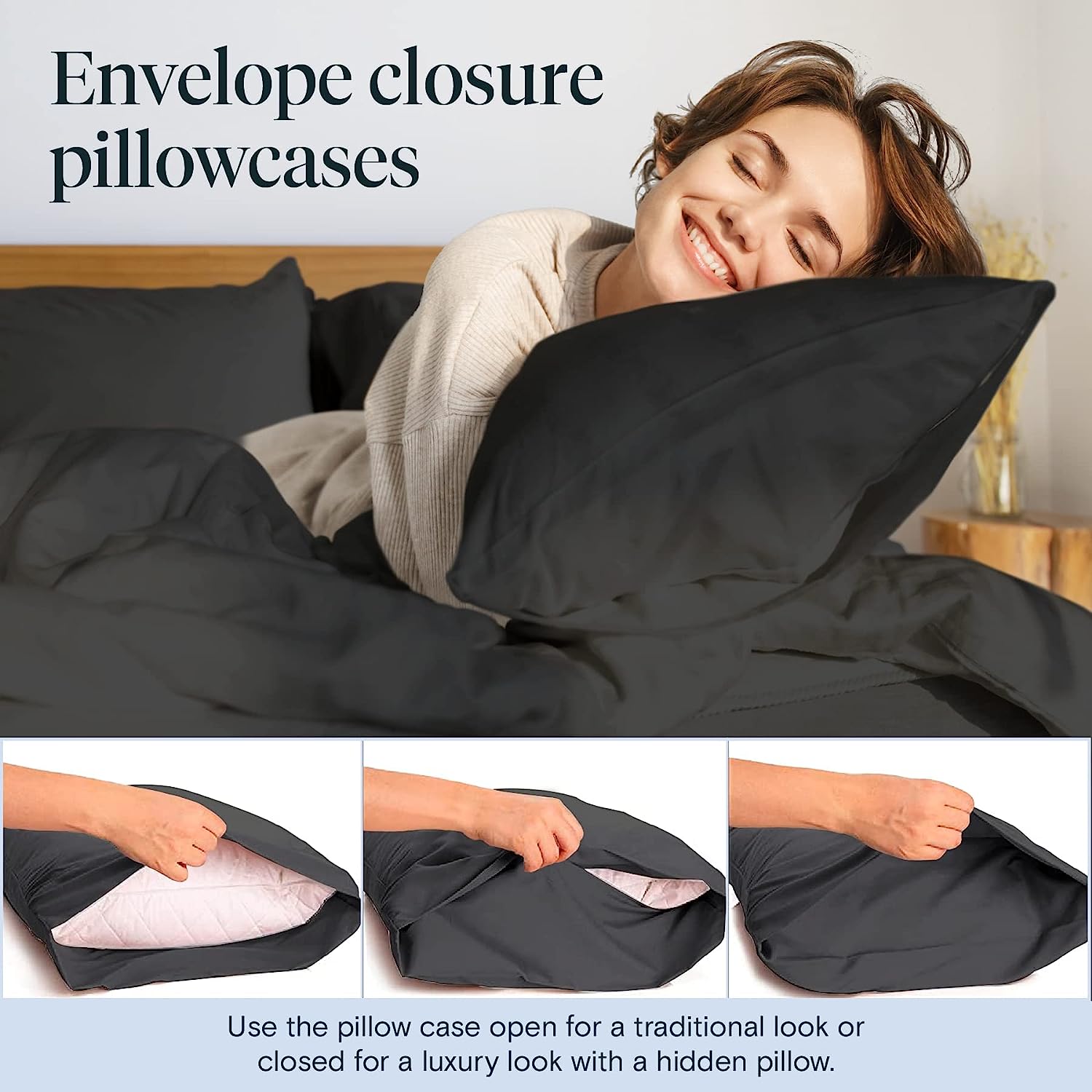 LuxClub Twin XL Sheets Set - Soft Twin Bed Sheets for Boys and Girls, 4 PC Deep Pockets 18" Eco Friendly Wrinkle Free Kids Fitted Sheets Machine Washable Hotel Bedding Silky Soft - Black Twin XL