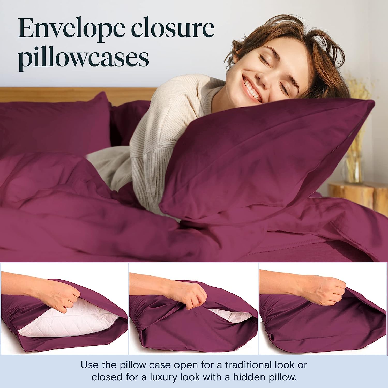 LuxClub 7 PC Split King Sheet Set Bamboo Sheets Deep Pockets 18" Eco Friendly Wrinkle Free Cooling Sheets Machine Washable Hotel Bedding Silky Soft - Eggplant Split King