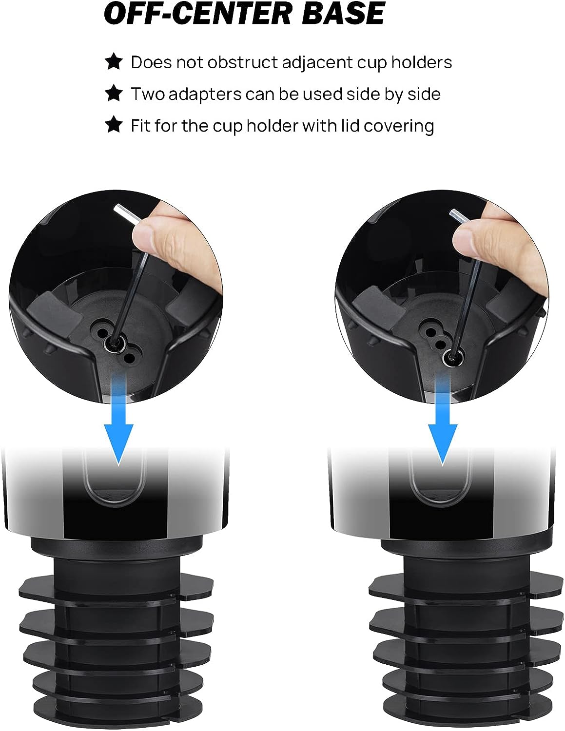 JoyTutus Cup Holder with Storage Box 2 Pack, Cup Holder Expander for Car, Large Car Cup Holder Adapt Most Regular Cup Holder 18-40oz, fit in 2.75-3.25inch Car Holder, with Attached Organizer
