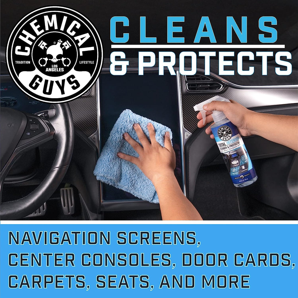 Chemical Guys SPI22016 Total Interior Cleaner and Protectant, 16 fl oz &amp; SPI_103_16 Sprayable Leather Cleaner and Conditioner in One for Car Interiors, Apparel, and More Leather Scent, 16 fl oz