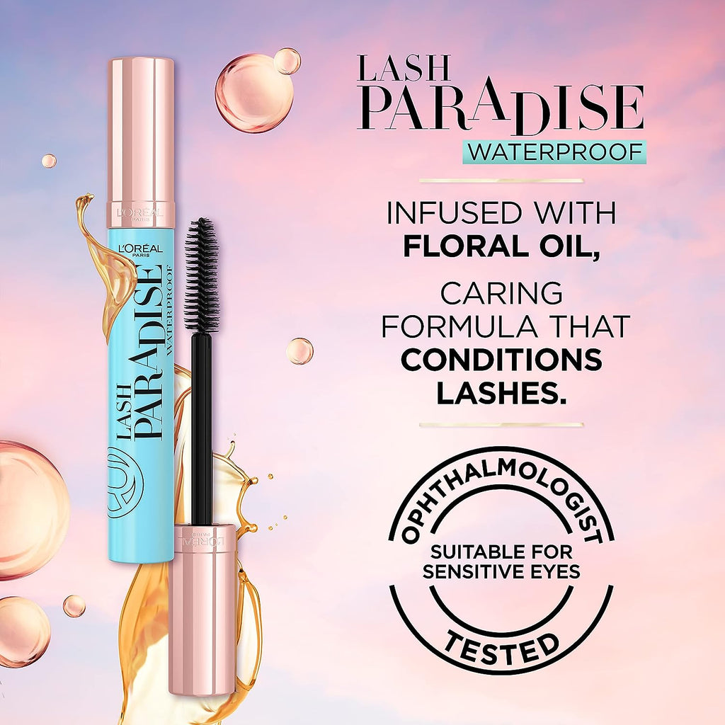 L'Oreal Paris Voluminous Lash Paradise Waterproof Mascara, Blackest Black, 0.25 Fl Oz (Pack of 1) Packaging May Vary