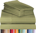 LuxClub 7 PC Split King Sheet Set Bamboo Sheets Deep Pockets 18" Eco Friendly Wrinkle Free Cooling Sheets Machine Washable Hotel Bedding Silky Soft - Olive Split King