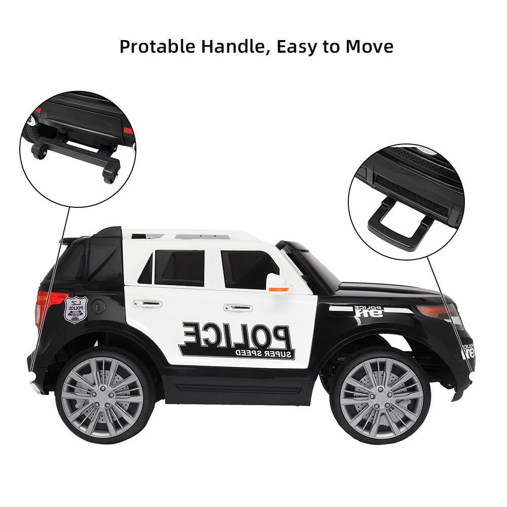 Ktaxon Kids Ride On Car Off-Road Police Car Double Drive Rechargeable 12V Battery Powered w/ RC Remote Control, MP3 Player, LED Lights, 3 Speed