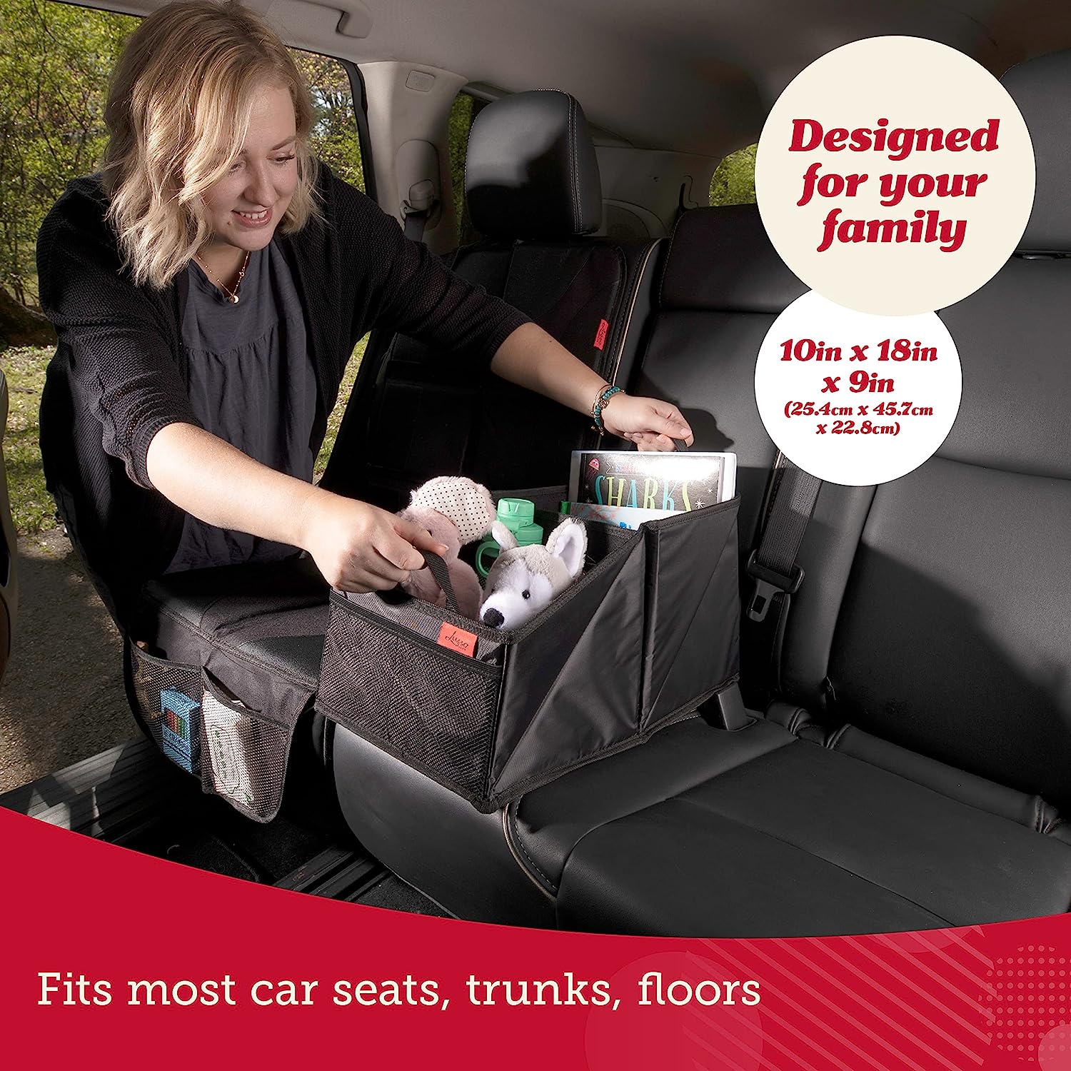 Lusso Gear Car Seat Organizer with Cup Holders for Front, Back, Passenger Seats, Truck and Van, 9 Auto Storage Compartments for Travel Organization of Trunk, Seats, Mobile Office (Tan)
