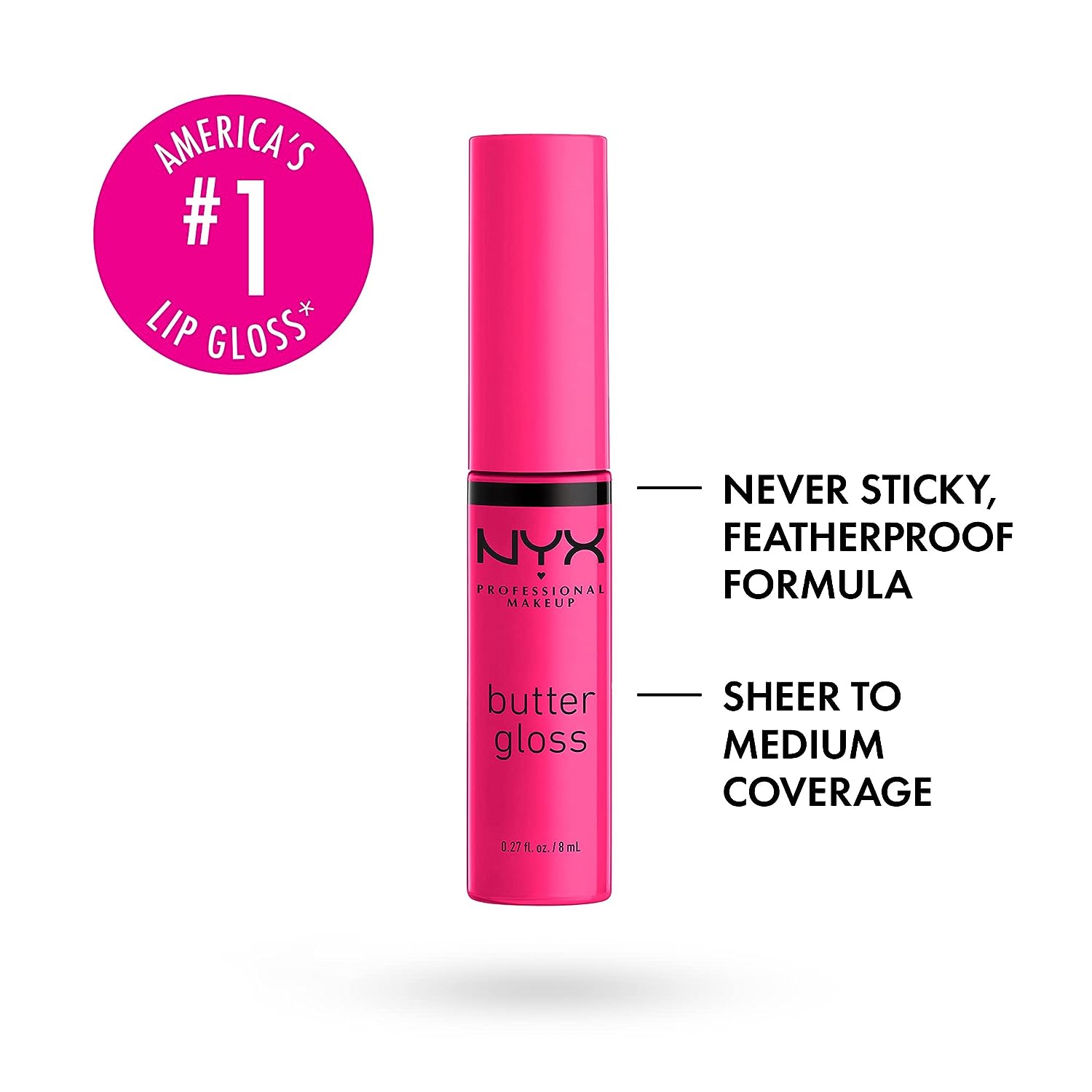 NYX PROFESSIONAL MAKEUP Butter Gloss, Non-Sticky Lip Gloss - Summer Fruit (Hot Pink)