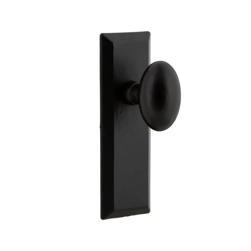 Keep Plate 2-3/8 in. Backset Black Iron PassaHall/Closet AEG Door Knob