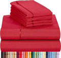 LuxClub Twin XL Sheets Set - Soft Twin Bed Sheets for Boys and Girls, 4 PC Deep Pockets 18" Eco Friendly Wrinkle Free Kids Fitted Sheets Machine Washable Hotel Bedding Silky Soft - Red Twin XL