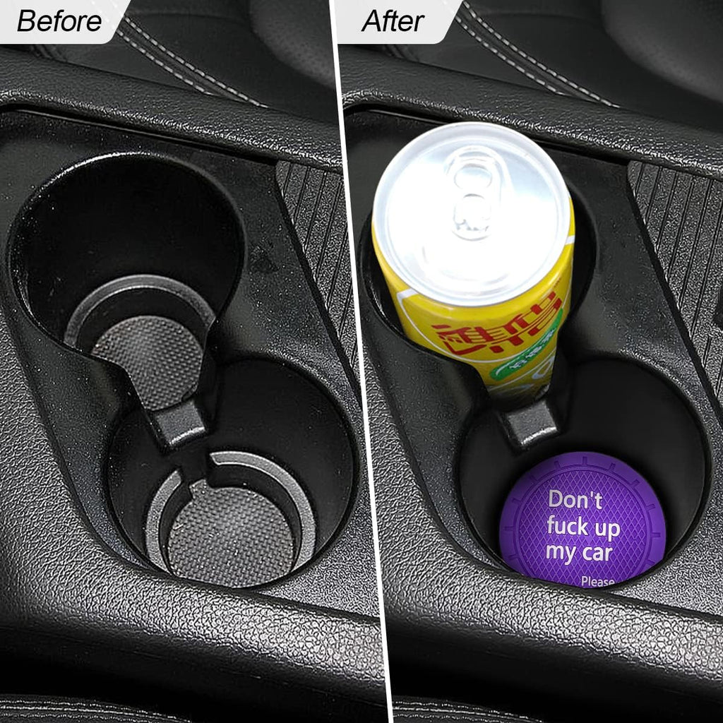 8sanlione 2 Pack Car Cup Holder Coasters, 2.75 Inch Non-Slip PVC Insert Cup Coaster, Anti-Scratch Auto Cup Mats for Women Men, Vehicle Interior Accessories for Car, SUV, Truck (D Deep Purple/2PCS)