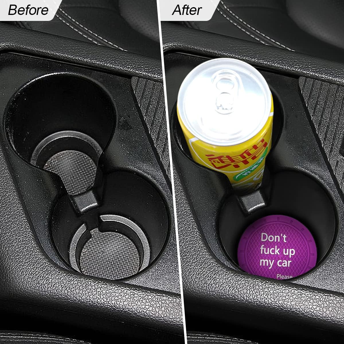 8sanlione Car Cup Coaster, 4Pcs 2.75 Inch Auto Cup Holder Insert Coasters, Anti-Slip Waterproof Embedded Drink Mat, Automotive Interior Accessories for Men and Women (D Purple/4PCS)