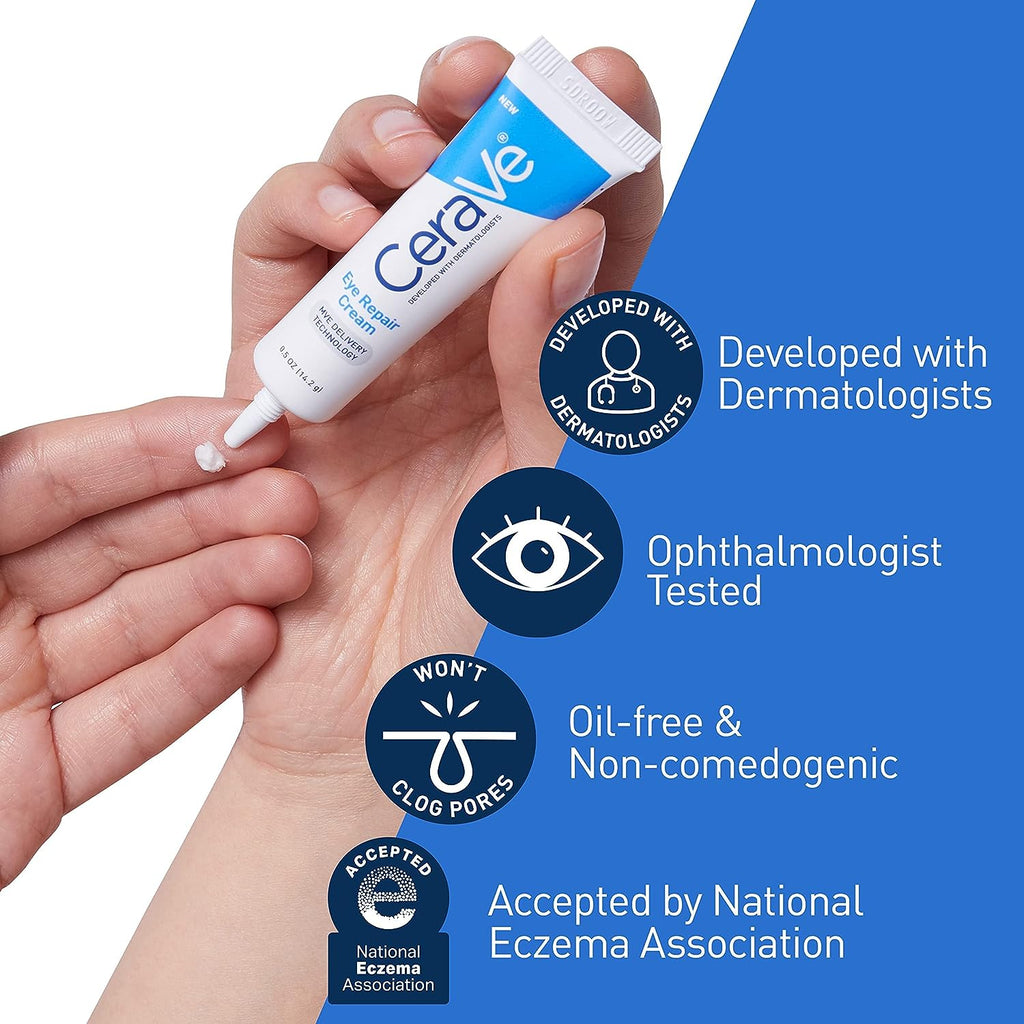 CeraVe Eye Repair Cream | Under Eye Cream for Dark Circles and Puffiness | Suitable for Delicate Skin Under Eye Area | 0.5 Ounce