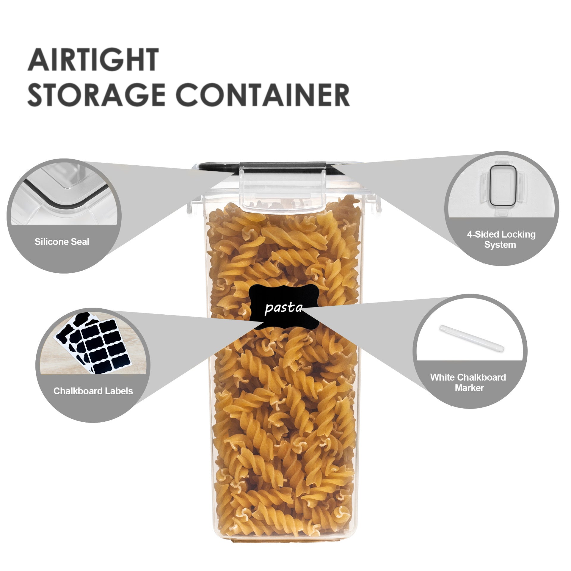24pcs Airtight Food StoraContainers With Lids, BPA Kitchen StoraContainers For Dry Food, Flour And Sugar, With Lables &amp; Marker Pen