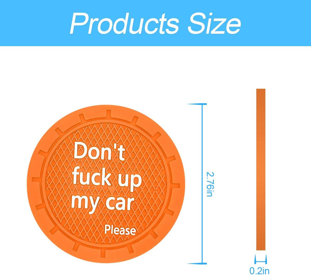 8sanlione 2 Pack Car Cup Holder Coasters, 2.75 Inch Non-Slip PVC Insert Cup Coaster, Anti-Scratch Auto Cup Mats for Women Men, Vehicle Interior Accessories for Car, SUV, Truck (D Orange/2PCS)