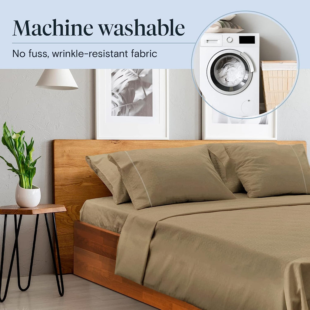 LuxClub 6 PC Full Size Sheet Set Bamboo Sheets Deep Pockets 18" Eco Friendly Wrinkle Free Cooling Sheets Machine Washable Hotel Bedding Silky Soft - Taupe Full…