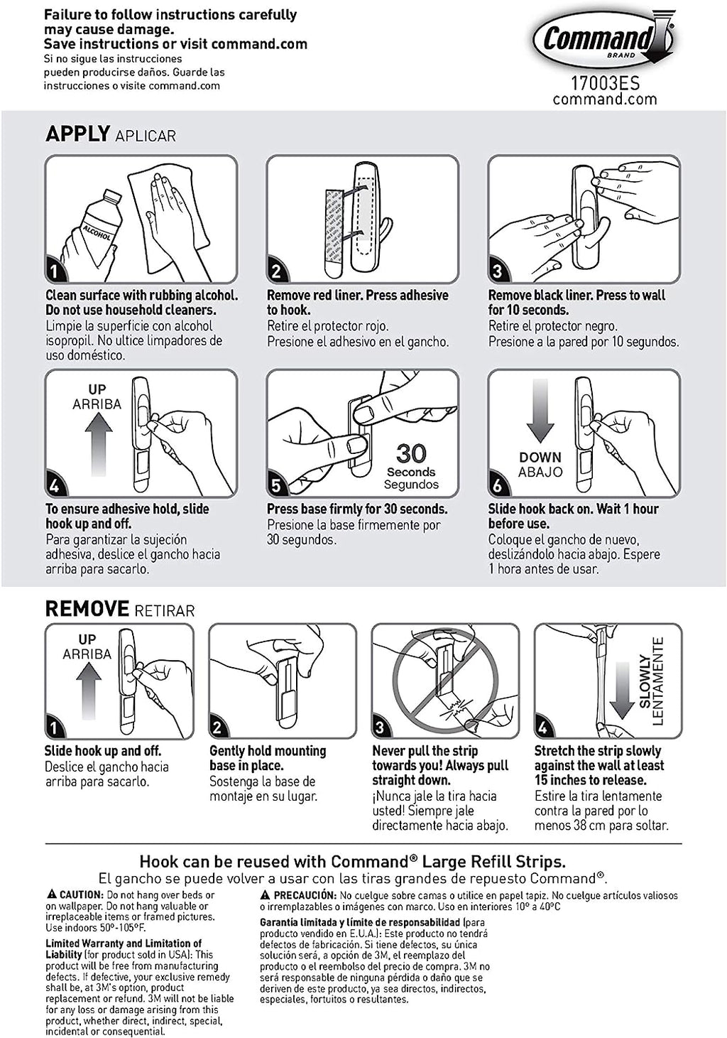 Command Large Utility Hooks, Damage Free Hanging Wall Hooks with Adhesive Strips, No Tools Wall Hooks for Hanging Decorations in Living Spaces, 14 White Hooks and 16 Command Strips