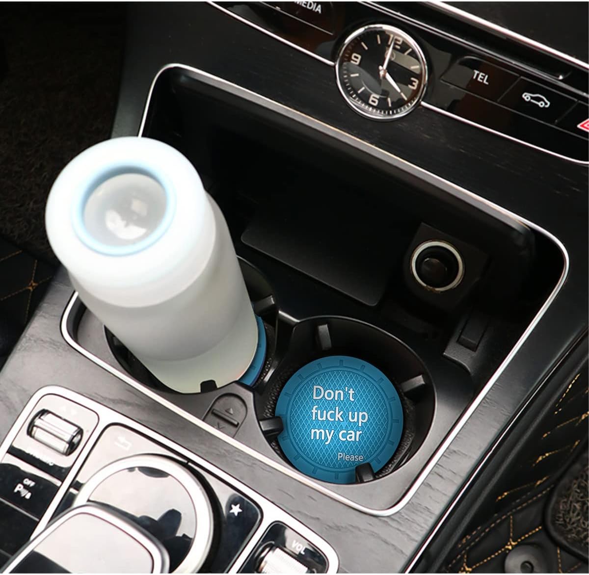 8sanlione 2 Pack Car Cup Holder Coasters, 2.75 Inch Non-Slip PVC Insert Cup Coaster, Anti-Scratch Auto Cup Mats for Women Men, Vehicle Interior Accessories for Car, SUV, Truck (D Light Blue/2PCS)