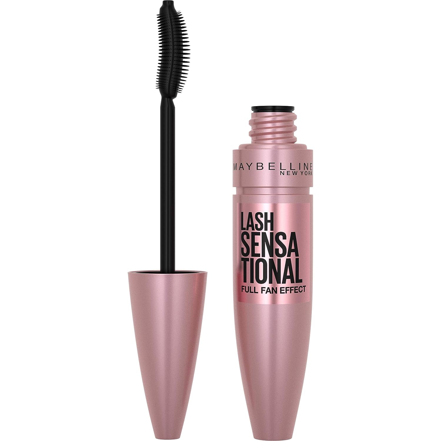 Maybelline New York Lash Sensational Washable Mascara, Lengthening and Volumizing for a Full Fan Effect, Midnight Black, 1 Count