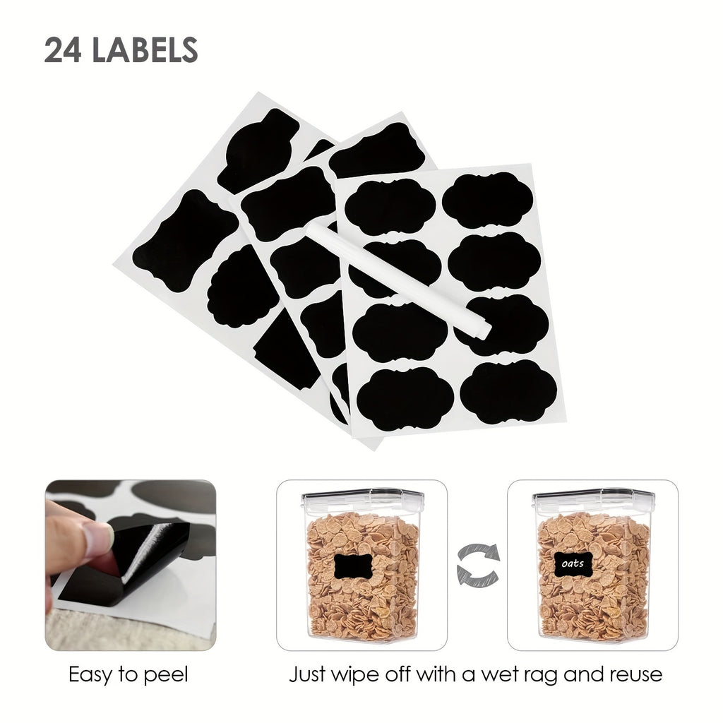 9-Piece Airtight Food StoraContainers Set: Keep Your Kitchen &amp; Pantry Organized &amp; BPA-Free! Includes Labels For Spaghetti, Cereal, Flour &amp; Oats.